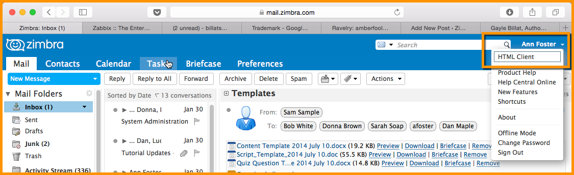 Zimbra Web Client Sign In